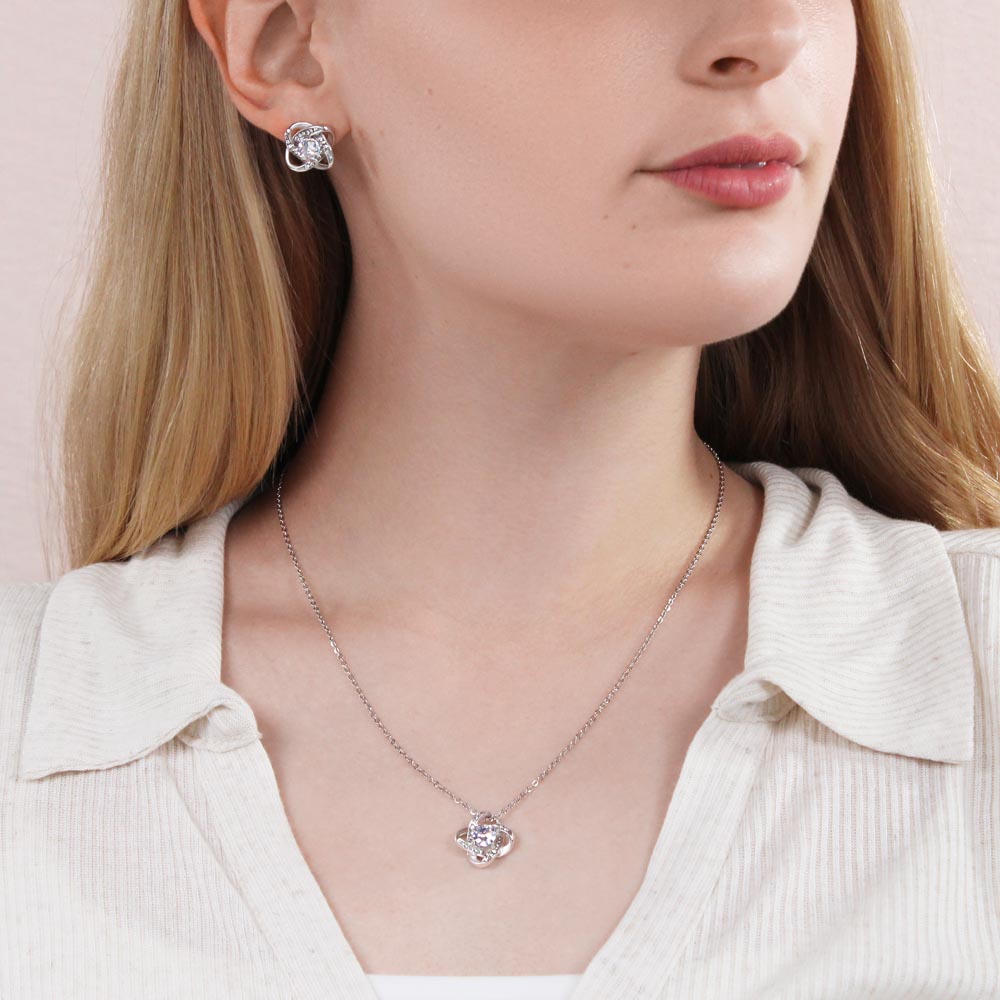 Dear Mom - I'd Shank Right In The Heart - Love Knot Necklace + Free Matching Earrings (while stock last)