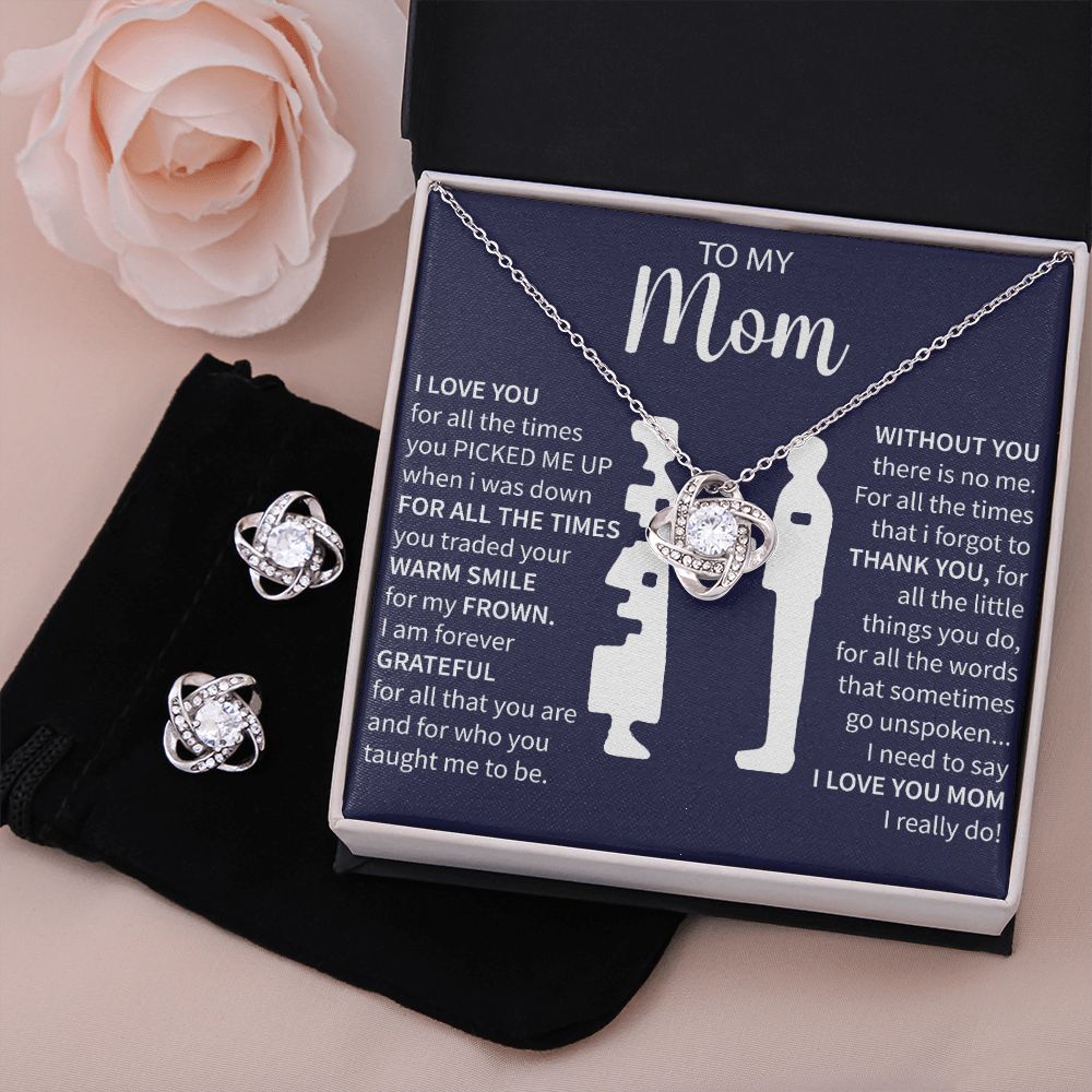 To My Mom - Forever Grateful -Love Knot Necklace + Free Matching Earrings (while stock last)