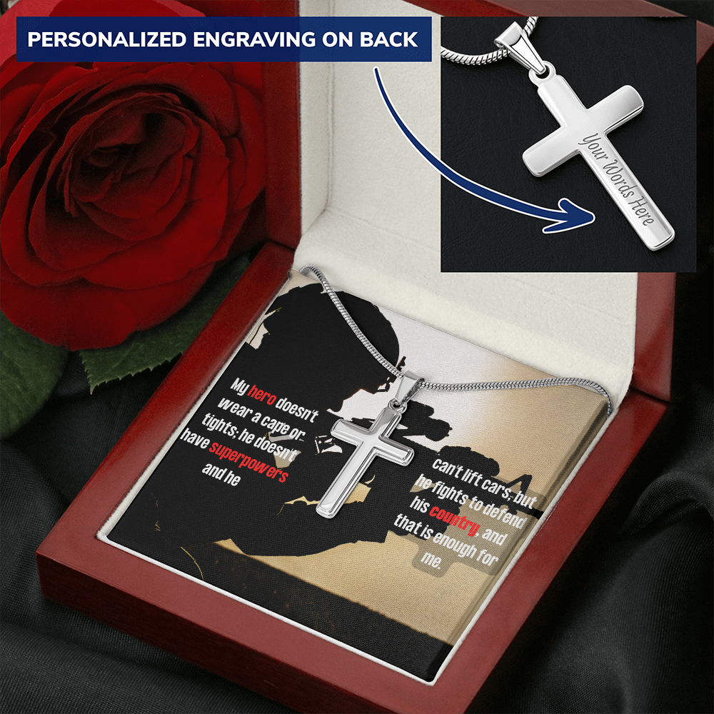 Military Wife - To My Hero - Personalized Cross Necklace