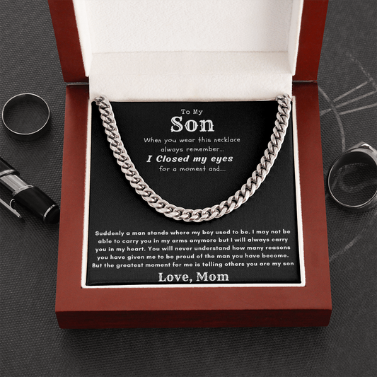 To My Son, From Mom Cuban Chain Necklace