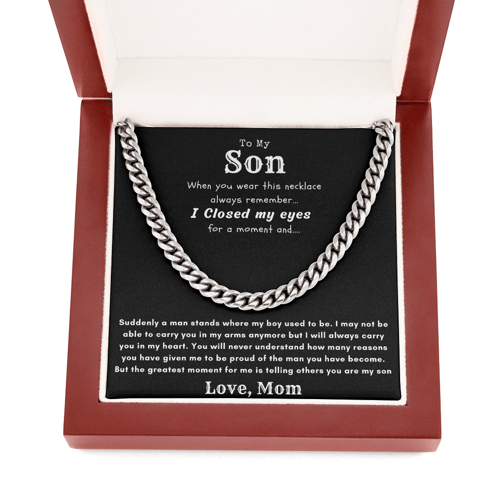 To My Son, From Mom Cuban Chain Necklace