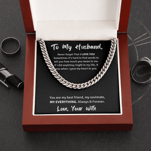 To My Husband | I Gave You My Heart | Cuban Chain Necklace