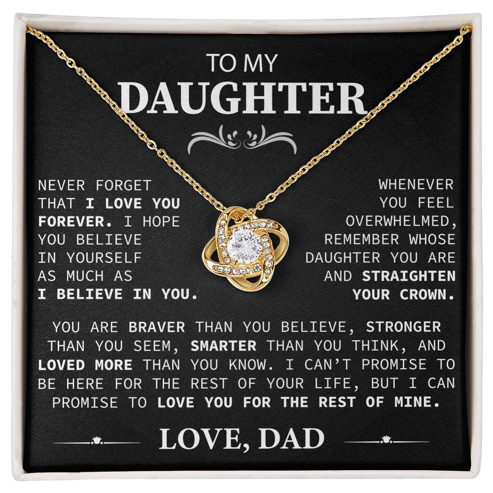 To My Beautiful Daughter - This Old Lion Will Always Have Your Back - Love Knot Necklace