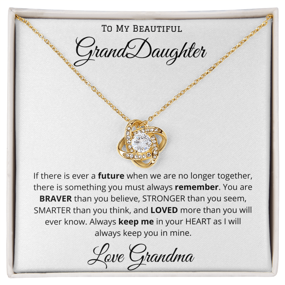 To My Beautiful Grand Daughter - From Grandma - Love Knot Necklace