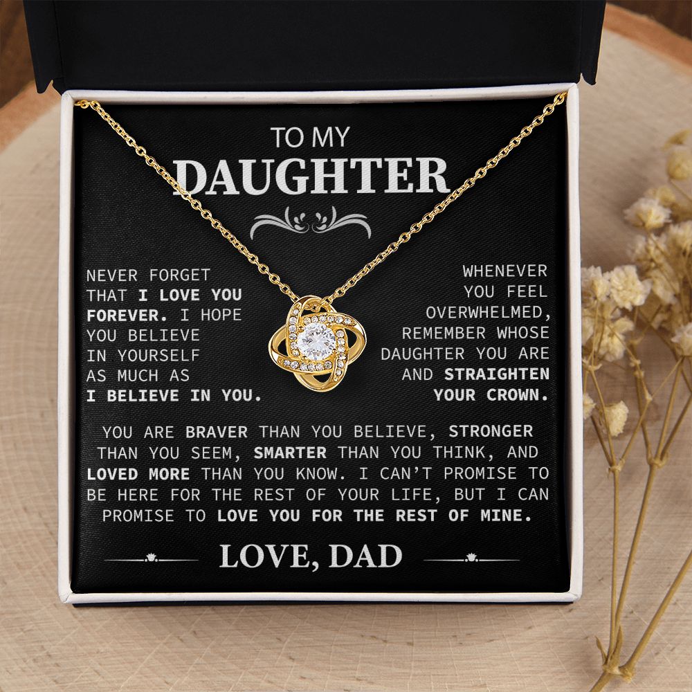 To My Beautiful Daughter - This Old Lion Will Always Have Your Back - Love Knot Necklace