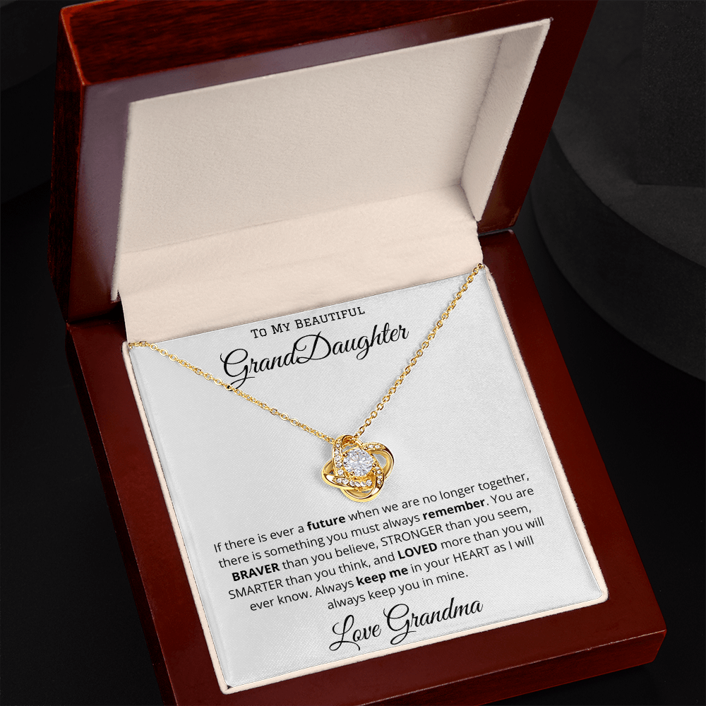 To My Beautiful Grand Daughter - From Grandma - Love Knot Necklace