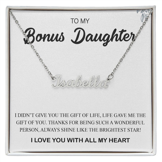 To My Bonus Daughter |The Brightest Star | Name Necklace