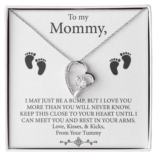 To My Mommy - Baby Feet Heart Pendant Necklace Gift Set