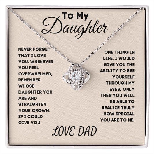 To My Daughter | Never Forget | Love Knot Necklace