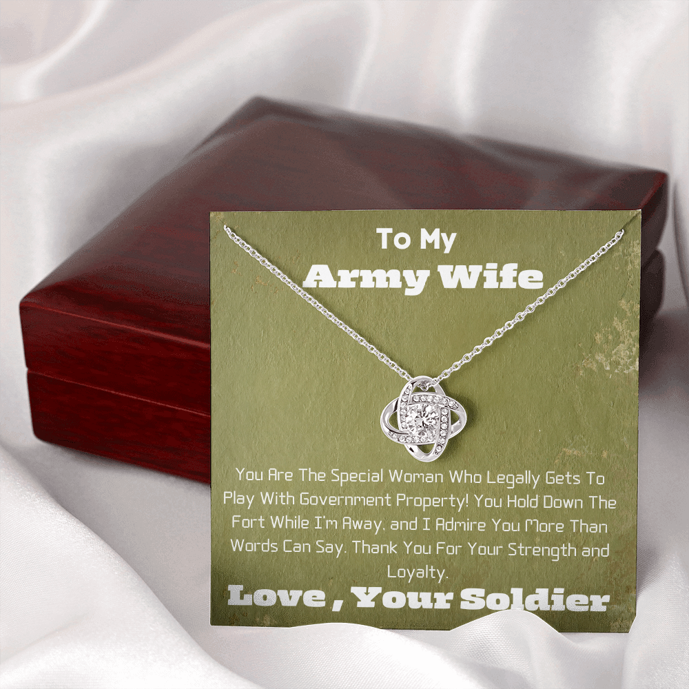 Army Wife  -  Government Property -  Love Knot Necklace