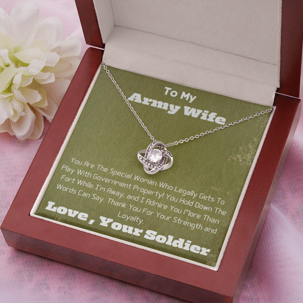 Army Wife  -  Government Property -  Love Knot Necklace